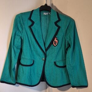 Green Blazer with Crest Patch